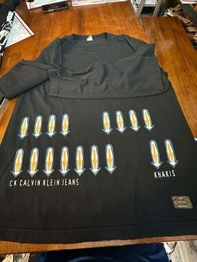 Vintage CK Calvin Klein Jeans Khakis Graphic Long Sleeve Black Shirt